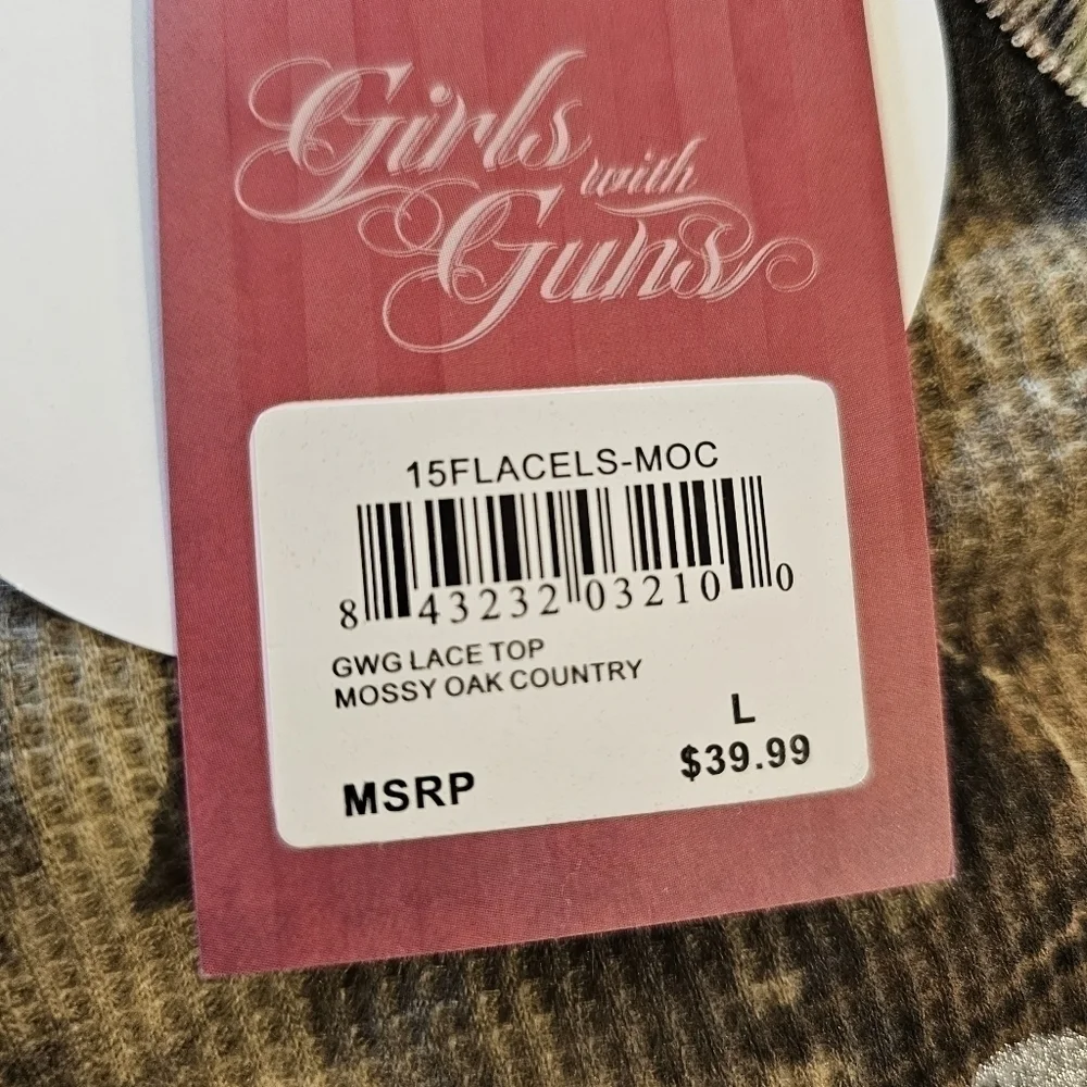GIRLS WITH GUNS camo print lace top mossy oak country tee top shirt sz S… - Picture 9 of 14